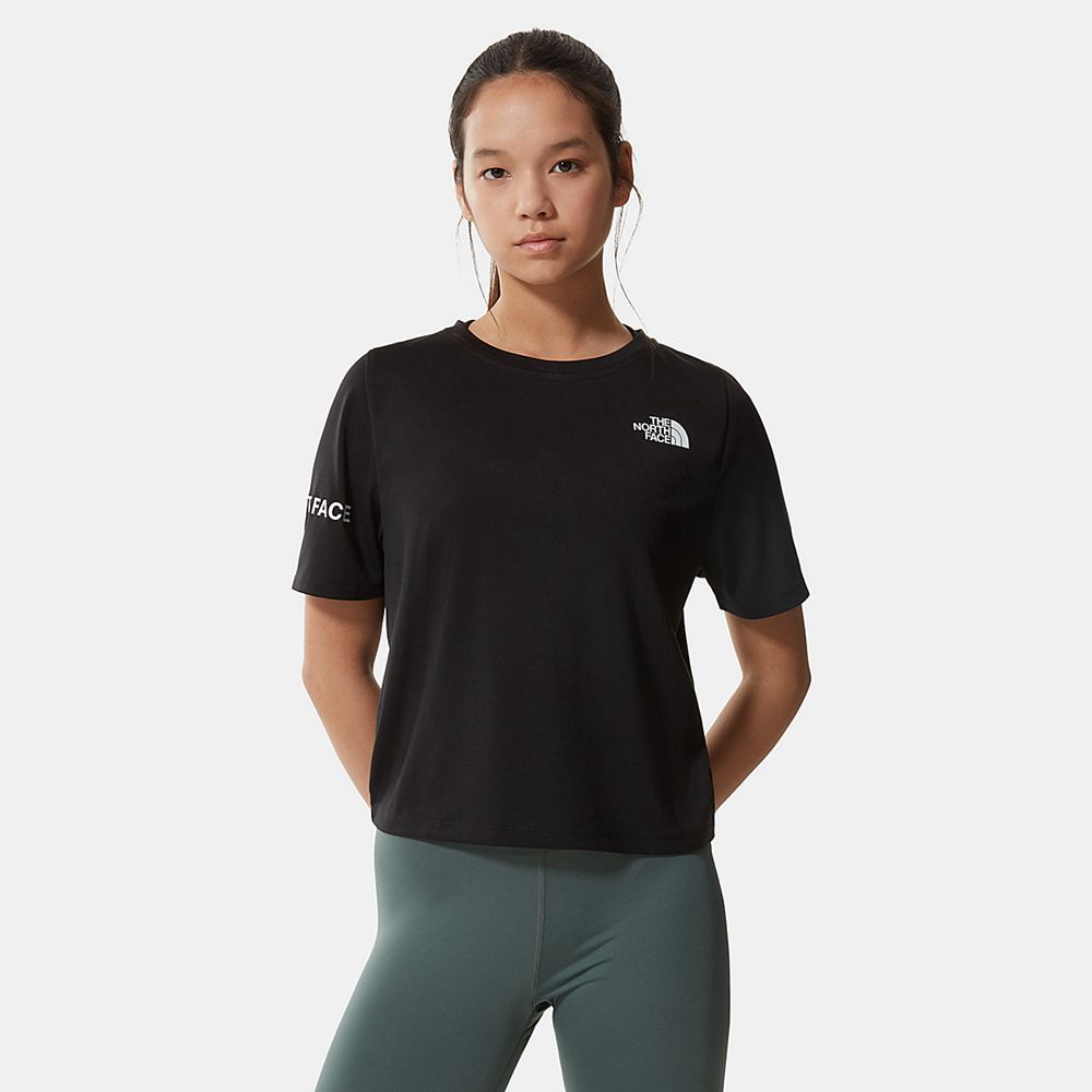 The North Face T-Shirts Womens Australia - The North Face Mountain Athletics Black Running & Trainin